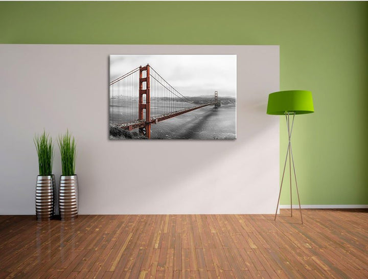 Pixxprint Golden Gate Bridge in San Francisco B&W Detail, Format: 100x70 auf Leinwand, 100x70