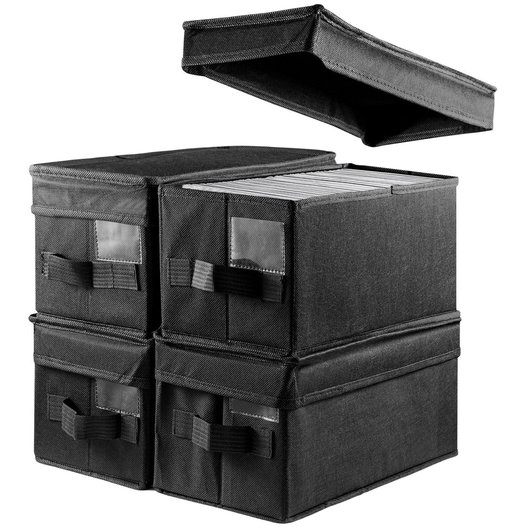 4er CD Aufbewahrungsbox Faltbare CD Behälter mit Deckel CD SammelboxEs bietet Platz für 30 komplette
