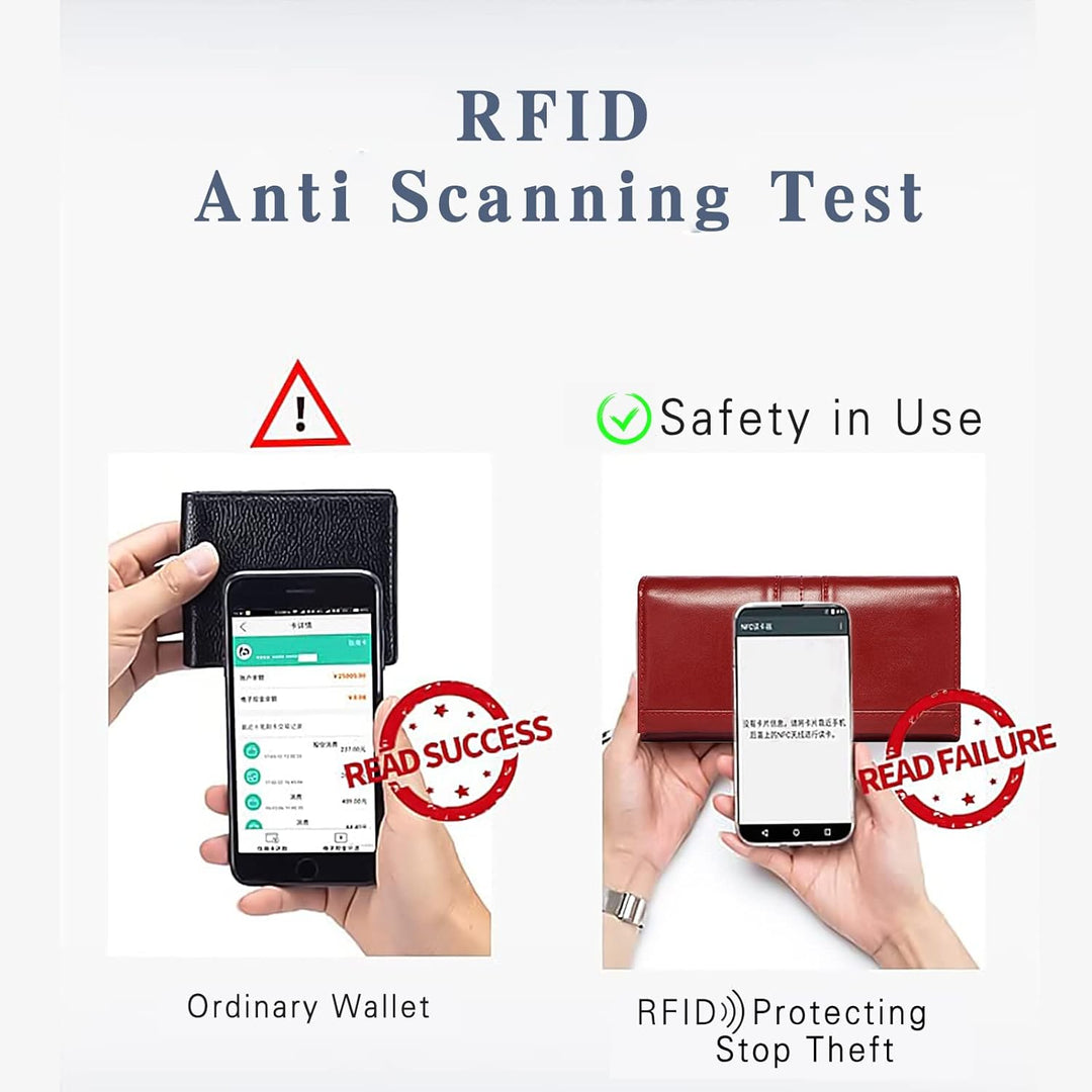 PORRASSO Leder Geldbörse RFID Schutz Damen Geldbeutel Kreditkartenetui Multifunktional Portemonnaie