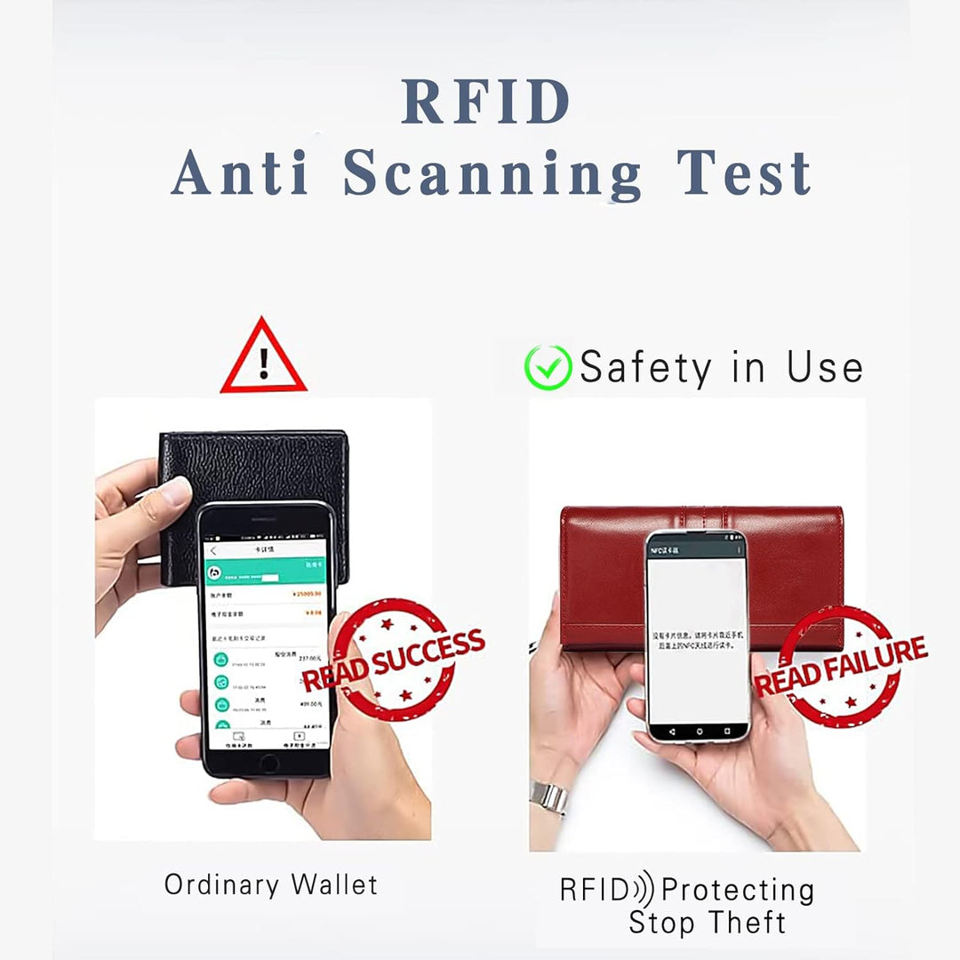 PORRASSO Leder Geldbörse RFID Schutz Damen Geldbeutel Kreditkartenetui Multifunktional Portemonnaie