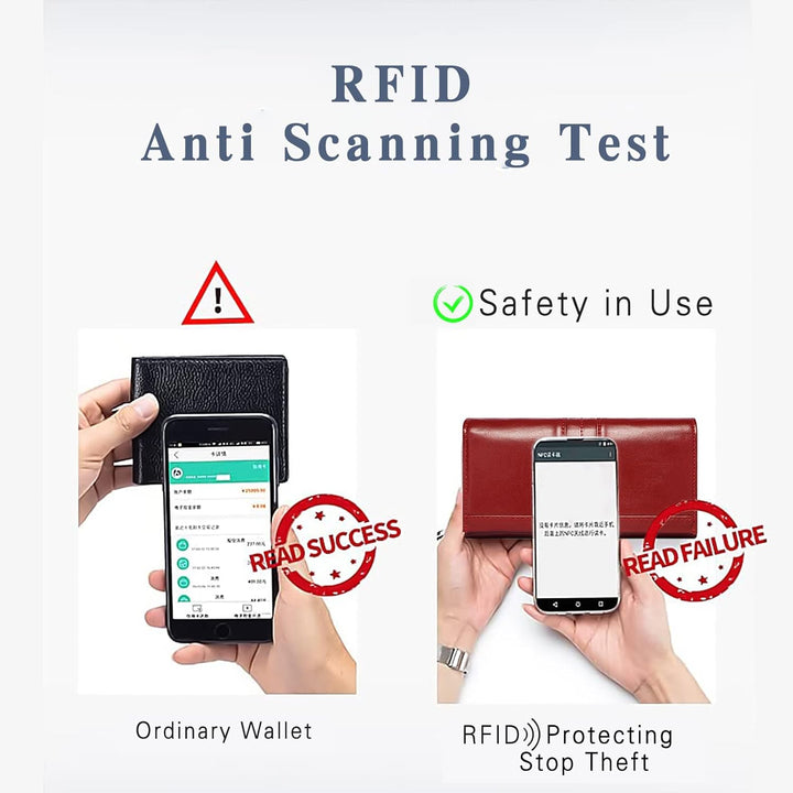 PORRASSO Leder Geldbörse RFID Schutz Damen Geldbeutel Kreditkartenetui Multifunktional Portemonnaie