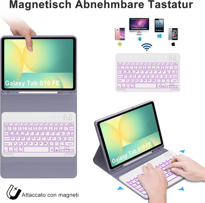 IVEOPPE Tastatur für Samsung Galaxy Tab S9FE/S10FE 10.9", Hülle Tastatur Galaxy Tab S9/S10FE 2025, M