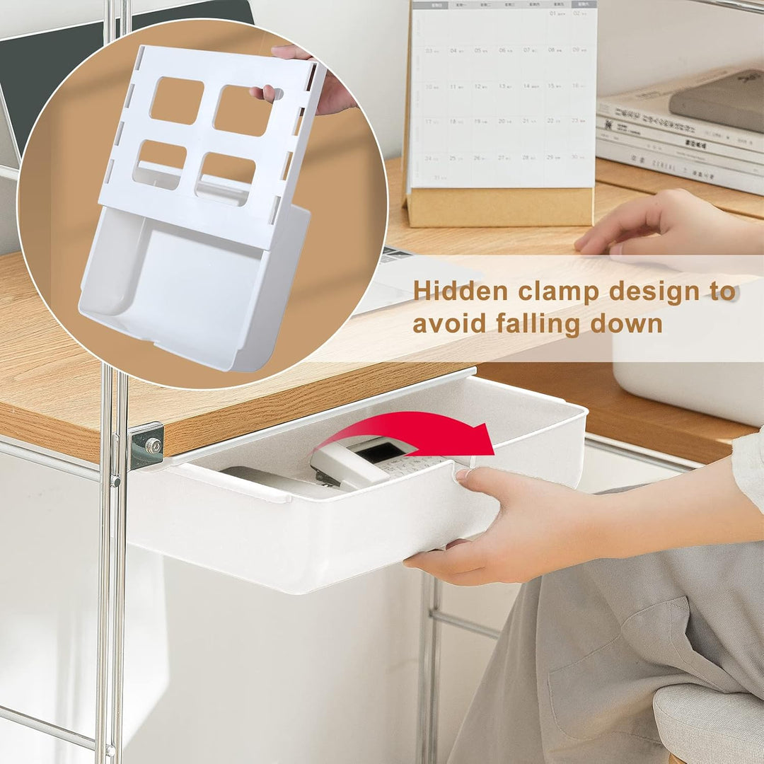 FRETONBA Schublade unter Schreibtisch, 2 Stück Schubladen Organizer Aufbewahrungsbox, Selbstklebende