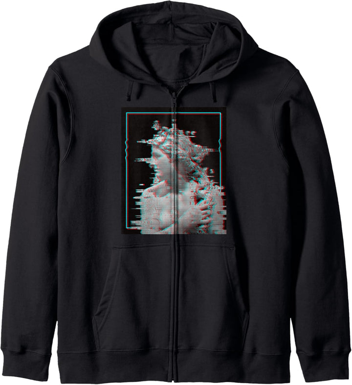 Griechische Statue Glitch Retrowelle Synthwave Vaporwave Kapuzenjacke
