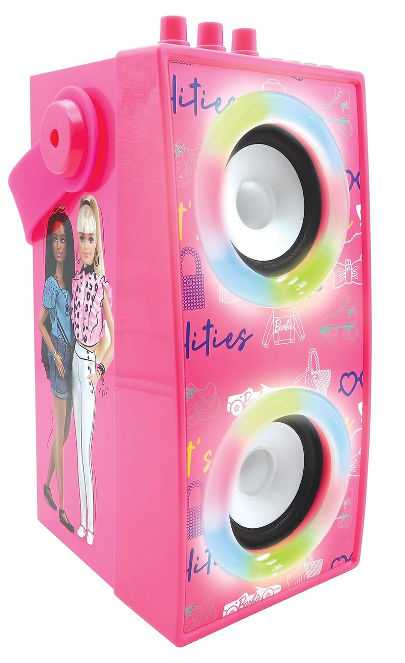 Lexibook BTP180BBZ Mattel Barbie-Tragbarer beleuchteter Bluetooth-Lautsprecher mit Mikrofon, Karaoke