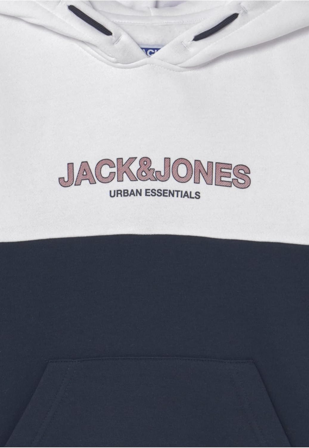 Jack & Jones Jungen JJEURBAN Blocking Sweat Hood NOOS JR Sweatshirt, White/Detail:RED Dahlia-Navy Pr