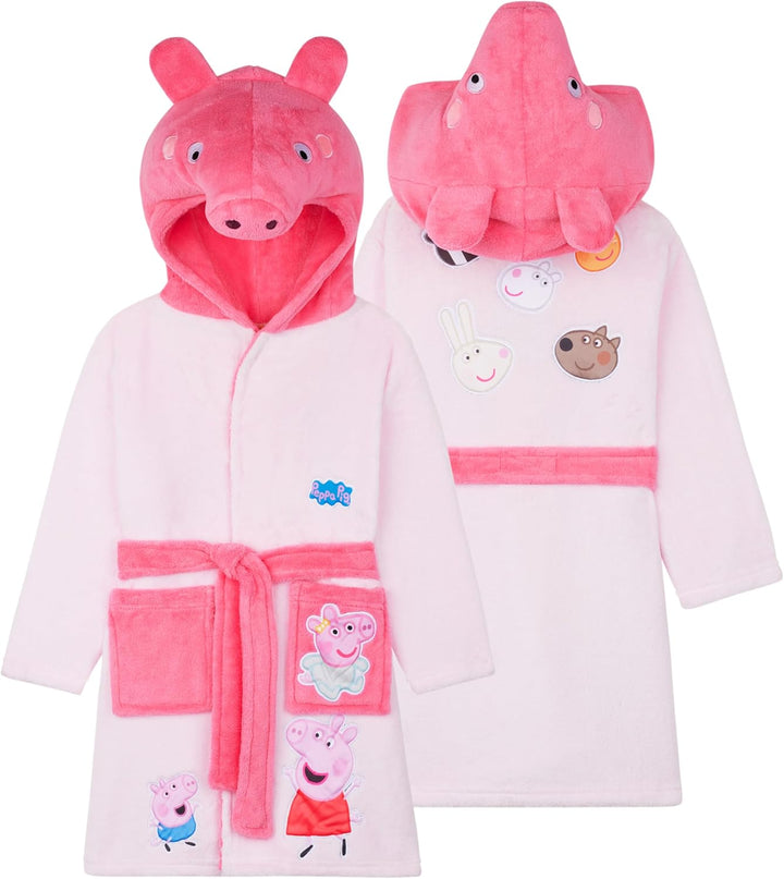 Peppa Wutz 3D Bademantel für Kleinkinder & Mädchen, Weicher Fleece Morgenmantel mit Kapuze, Geschenk