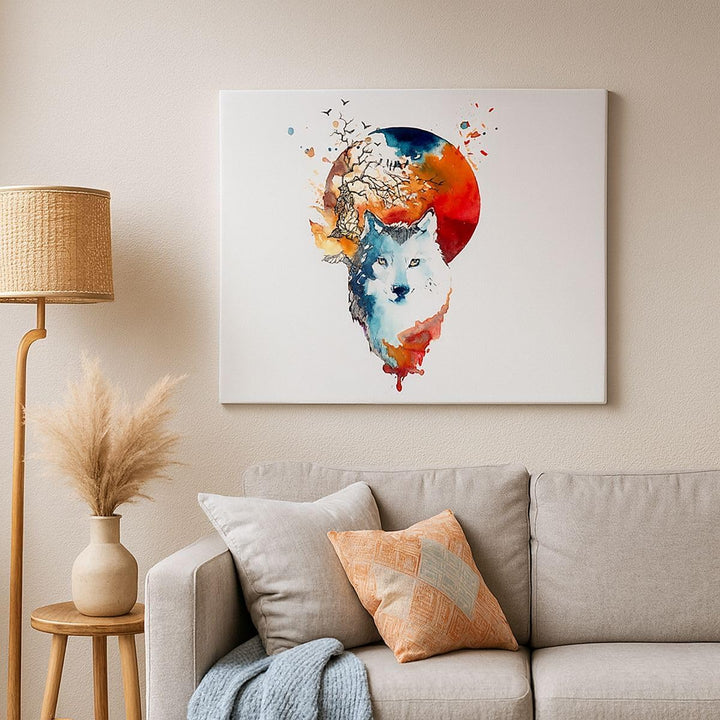 Bilder auf Leinwand 100x70cm Leinwandbild Tierwelt Pelz Abbildung Mond Gross Wanddeko Bild Schlafzim