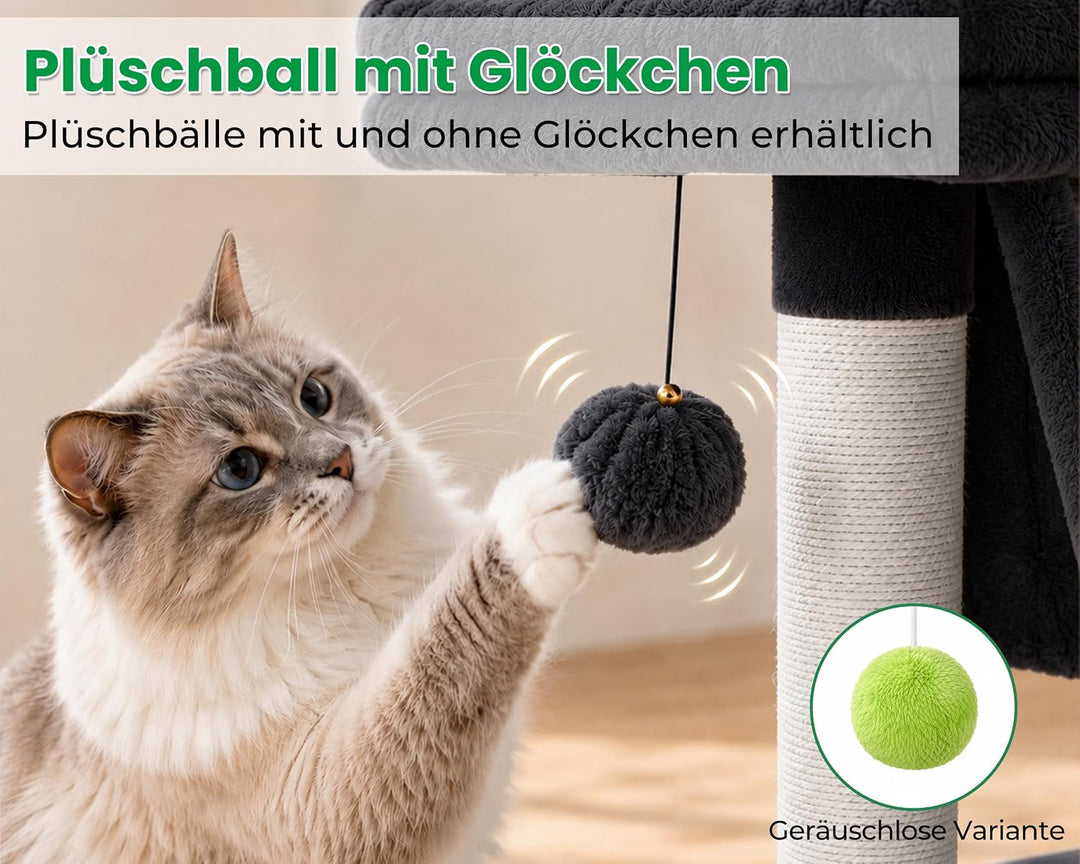 kratzbaum klein, Katzenbaum mit Grosse Plattformen, Sisalstämme, Kratzrampe, Katzenhaus, Plüschbälle