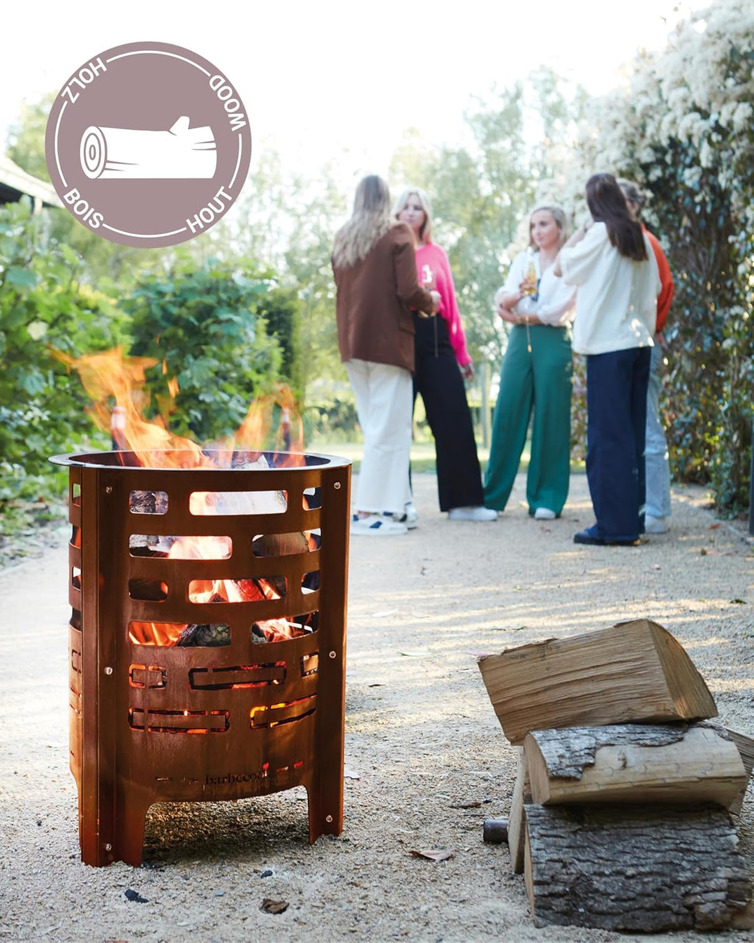 Barbecook Feuerkorb Jules mit Aschekasten aus vorgerostetem Cortenstahl, Feuerkorb BBQ Outdoors, 43x