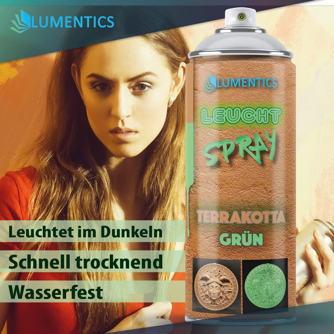 LUMENTICS Leuchtspray Terracotta - Sprayfarbe mit Nachleuchteffekt - Leuchtet im Dunkeln - Sprühfarb