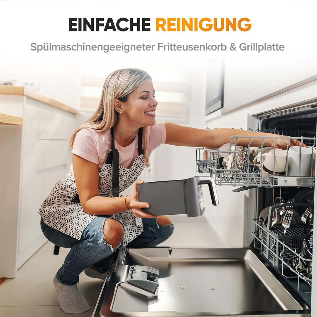 Dripl Heissluftfritteuse 5,7L, XXL Fritteuse mit LCD Touchscreen, AirFryer mit 12 Programmen, Kompak