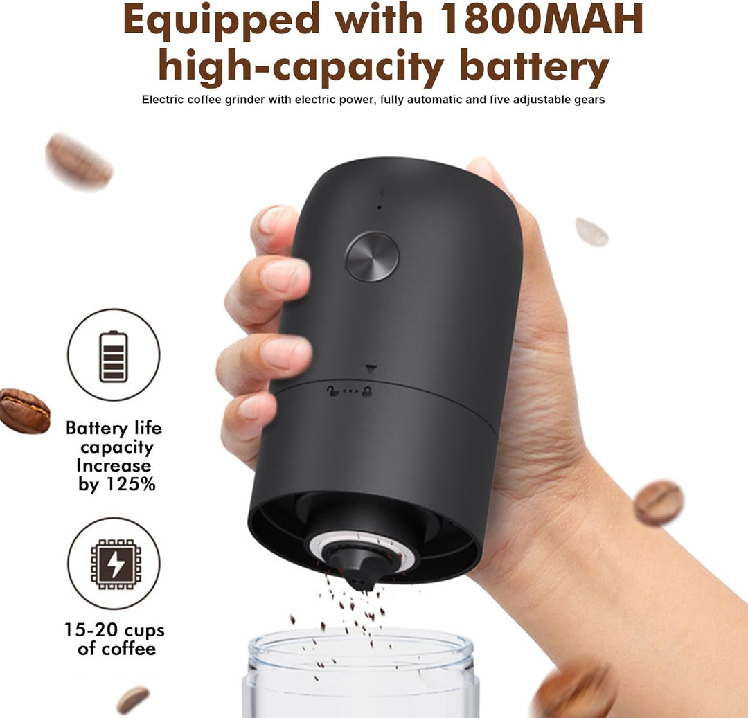 Kaffeemühle Elektrisch, Elektrische Kaffeemühle, Wiederaufladbare Kaffeemühlen mit 5 Einstellbaren M