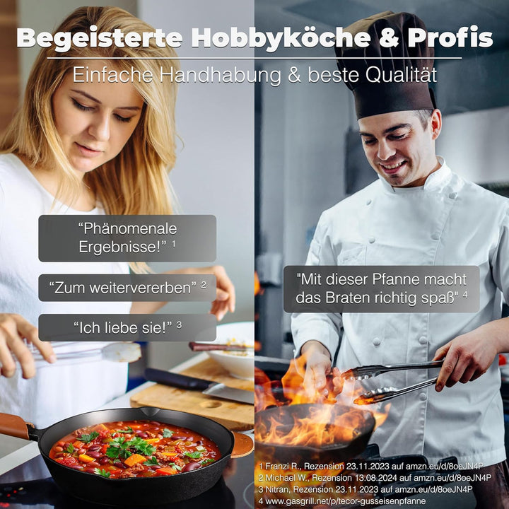 Gusseisenpfanne induktion 24 cm geschliffen, universell, natürlich - Langlebige Pfanne Gusseisen 24