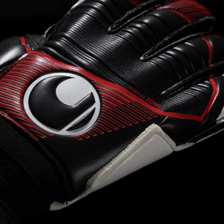 uhlsport Unisex Jugend Powerline Soft Flex Frame Fussball Torwarthandschuhe 4 schwarz/rot/weiss, 4 s