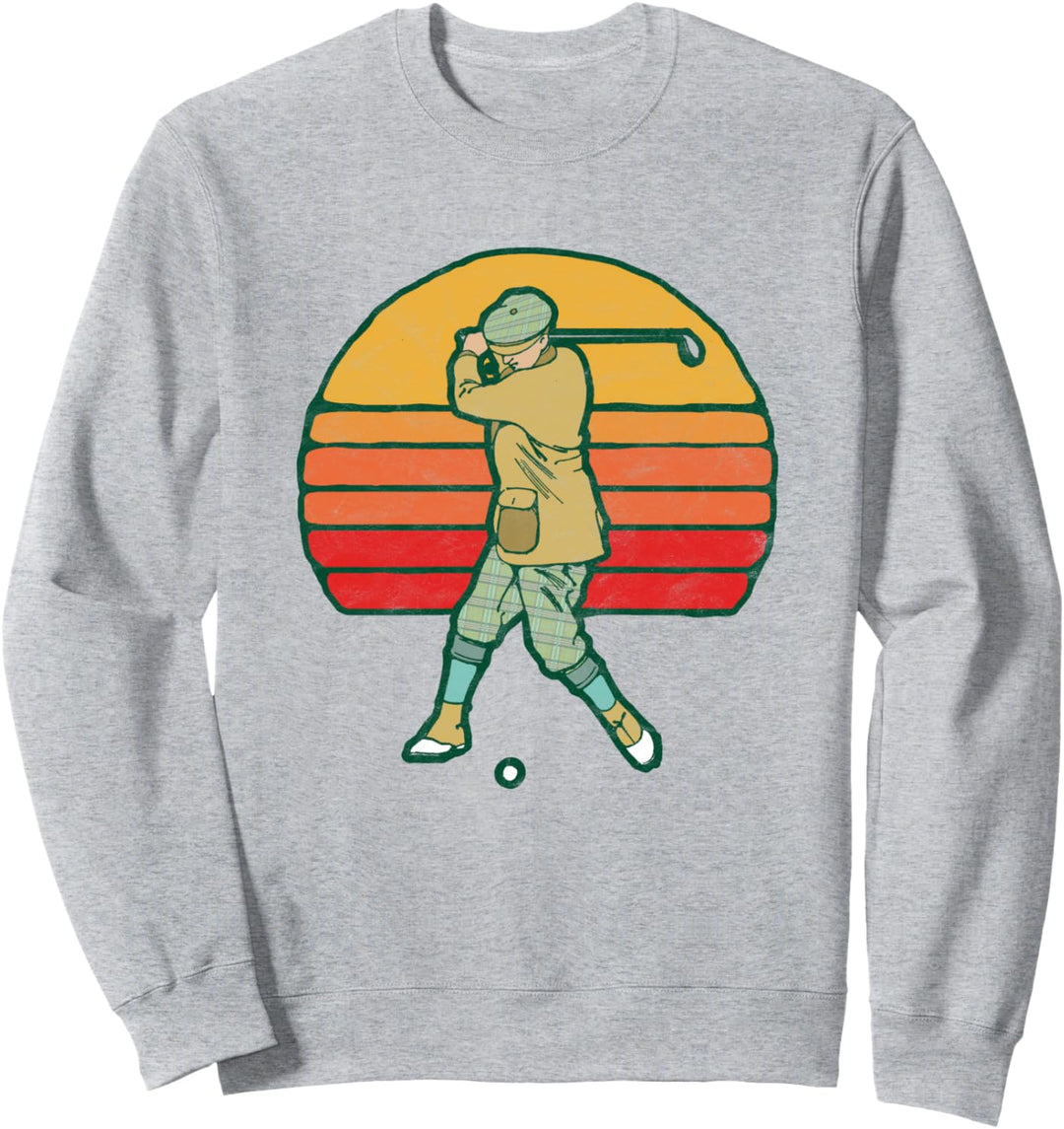 Vintage Golf Swing Retro Style Old School Golfer Graphic Sweatshirt