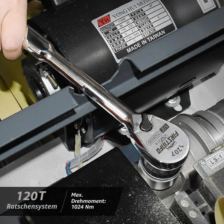 FIRSTINFO F32433D Ratsche 1/2″(12.7 mm) – versiegelter Kopf mit 120 Zähnen | kompakter umkehrbarer K