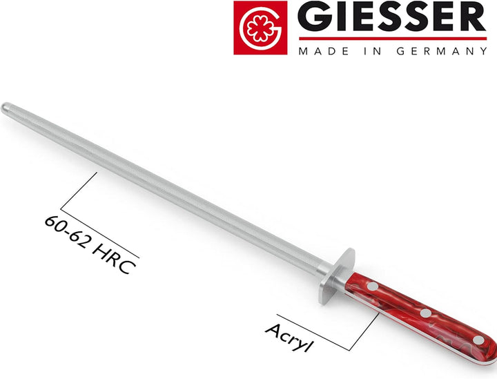 GIESSER seit 1776 - Made in Germany - Wetzstahl 25 cm Red Diamond, PremiumCut Steel No 1, Messerschl