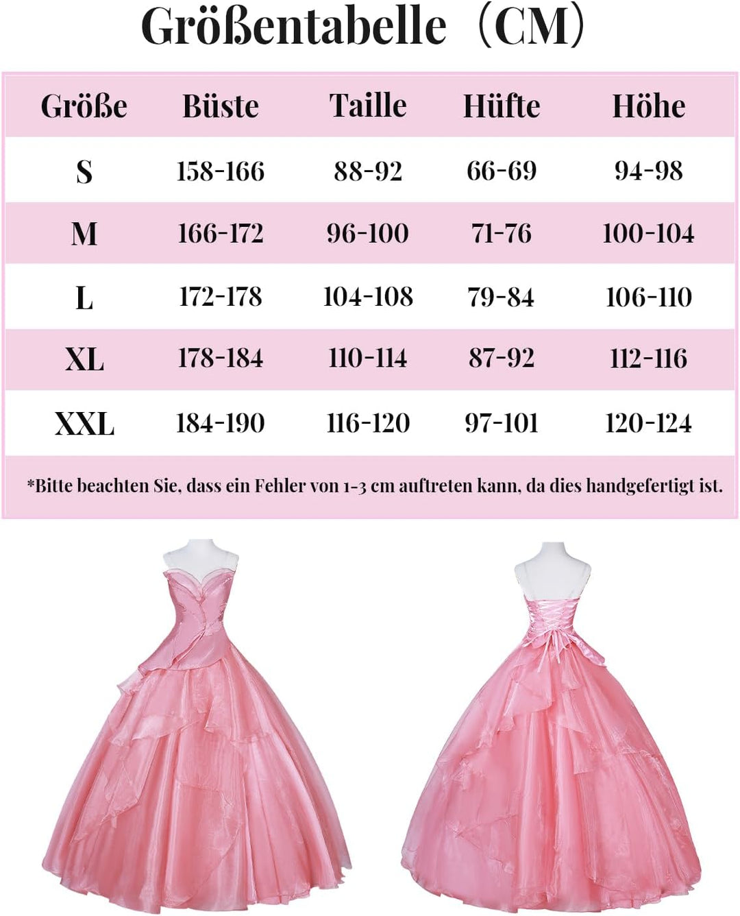 CR ROLECOS Wicked Cosplay Wicked Kostüm Halloween Karneval Party für Erwachsene Dress Up Anzug M Ros
