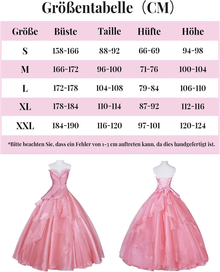 CR ROLECOS Wicked Cosplay Wicked Kostüm Halloween Karneval Party für Erwachsene Dress Up Anzug M Ros