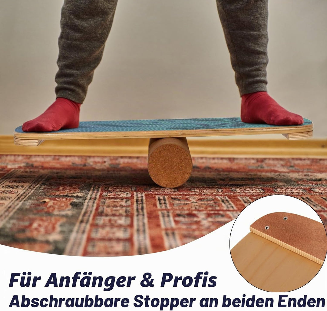 Leogreen Balance Board aus Holz, Balance Board für Indoor-Surfen und Skaten, Gleichgewichtsboard für