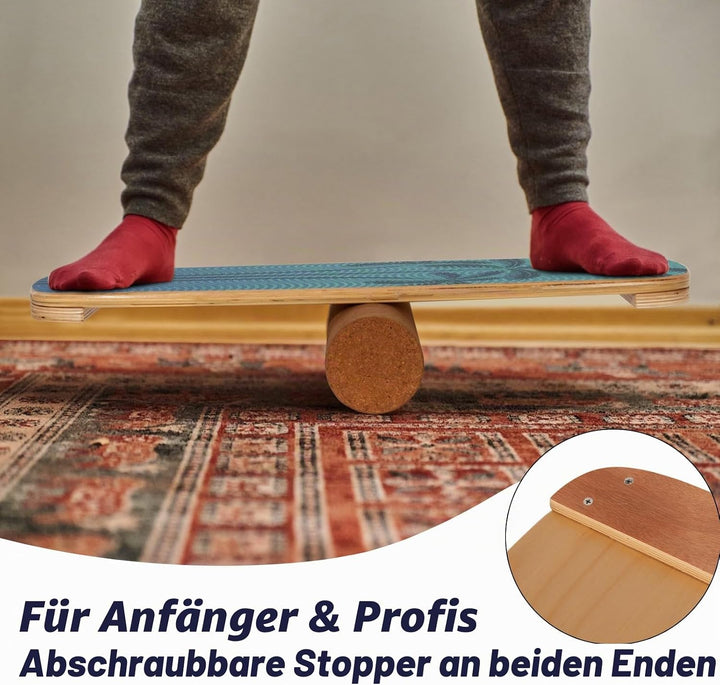 Leogreen Balance Board aus Holz, Balance Board für Indoor-Surfen und Skaten, Gleichgewichtsboard für