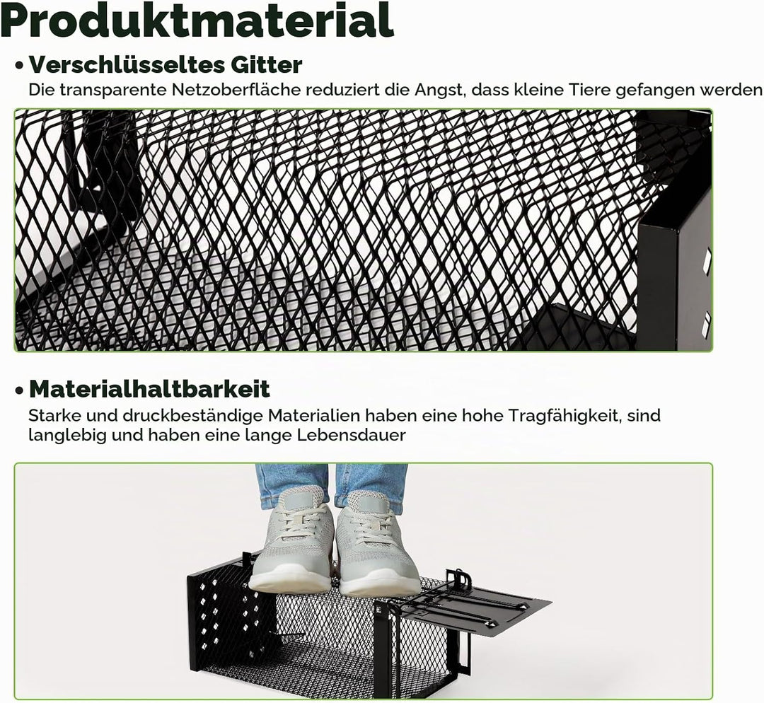 Lebendfalle Mausefalle, XXL Premium Rattenfalle Hochsensitive Mäuse-Futterfalle, Tierfreundlich &amp; Wi