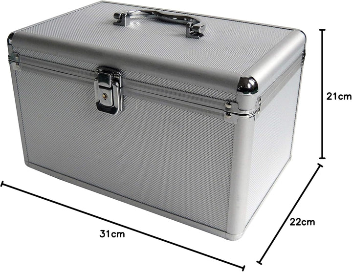 MediaRange Archivierungskoffer für 200 Discs, Aluminium-Optik, mit Einhängetaschen, silber, 18cm Sin