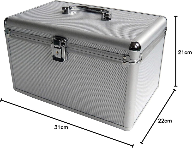 MediaRange Archivierungskoffer für 200 Discs, Aluminium-Optik, mit Einhängetaschen, silber, 18cm Sin