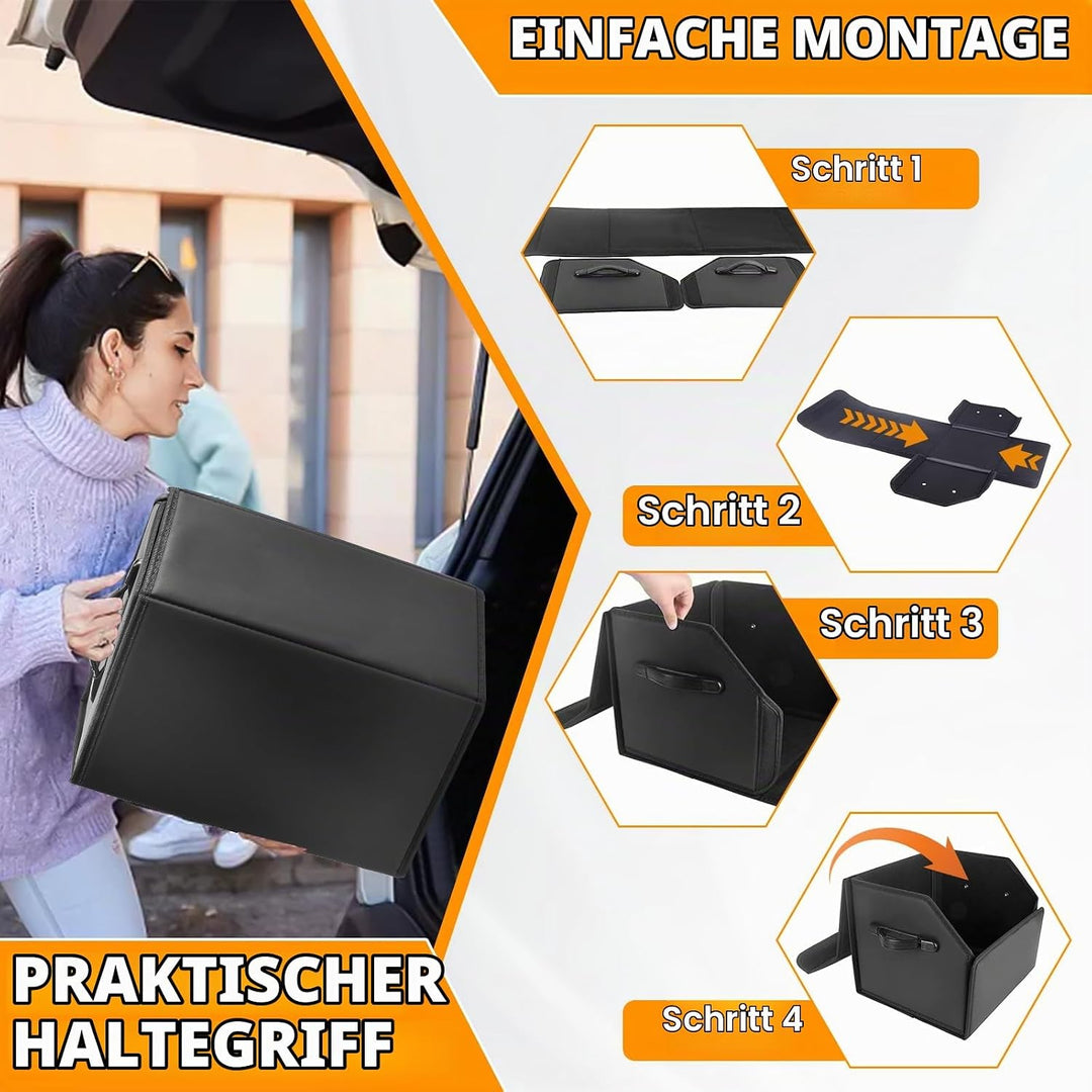 Faltbarer Kofferraum Organizer Auto Kofferraumtasche mit Magnetisch Deckel PU Faltbox Auto Zubehör I