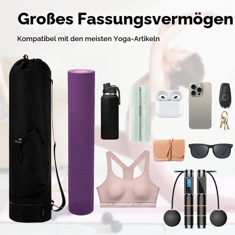 Yogatasche, Yogamatte Tasche mit Verstellbarem Schultergurt Yoga Tasche Gross mit Nassfach und Flasc