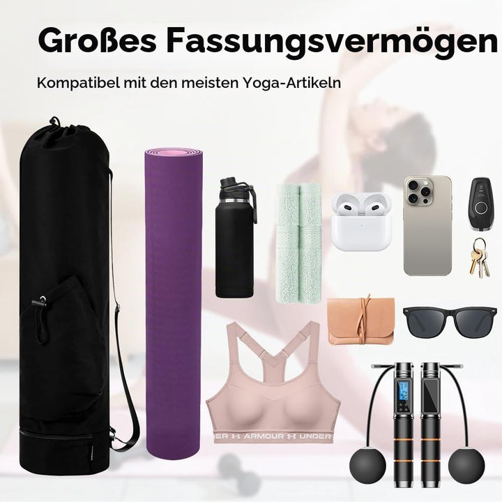 Yogatasche, Yogamatte Tasche mit Verstellbarem Schultergurt Yoga Tasche Gross mit Nassfach und Flasc