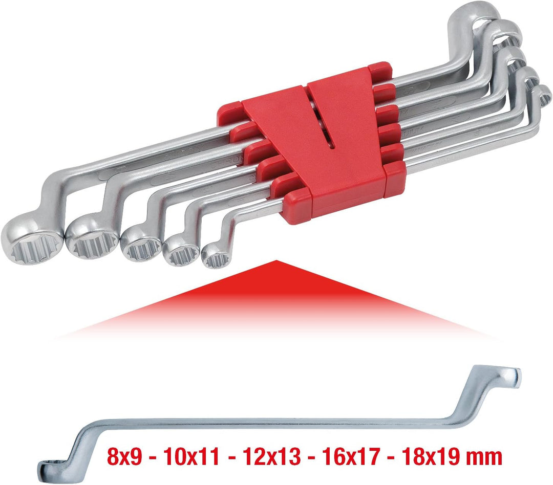 KS Tools 517.0295 CLASSIC Doppel-Ringschlüssel Satz, gekröpft, 5-tlg. 8-19mm