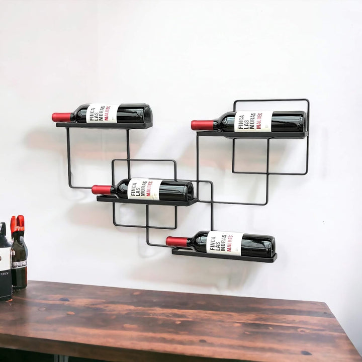 DanDiBo Weinregal Wand Metall Schwarz Wine Line Flaschenregal Flaschenständer Flaschenhalter für 4 F