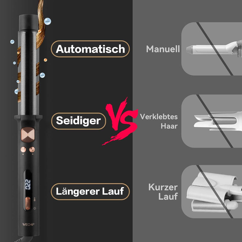 Lockenstab Automatisch 360° Rotierender, WeChip Lockenstab Grosse Locken 32 mm, [Nano-Titan-Beschich