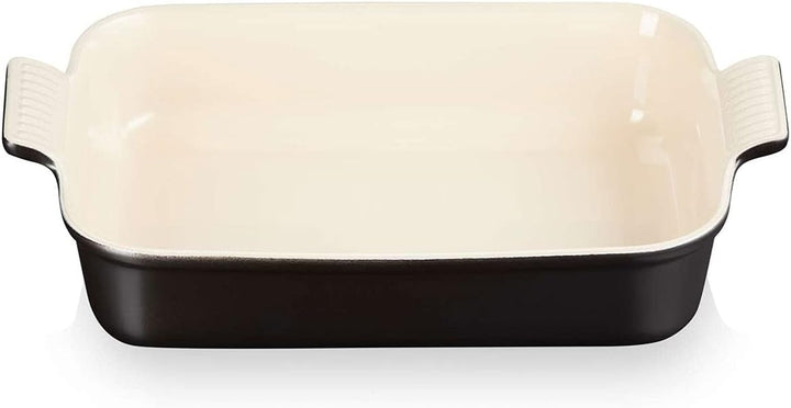 Le Creuset Rechteckige Auflaufform Tradition aus Steinzeug, 32 cm, 2.31 kg, Schwarz matt, 7110232000
