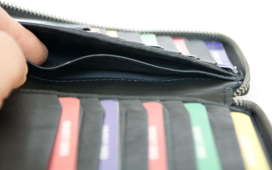 Metall-Reissverschluss Hochqualitäts Weichleder Tasche für Pass, Bordkarte und Karten