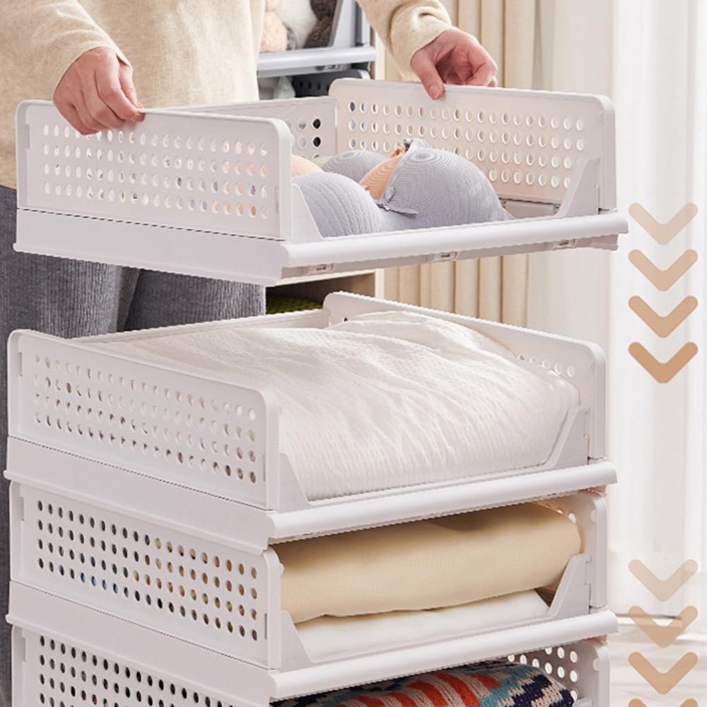 Kleiderschrank Organizer Stapelbares Ordnungssystem, Schrank Organizer mit Schublade, Kunststoff Auf