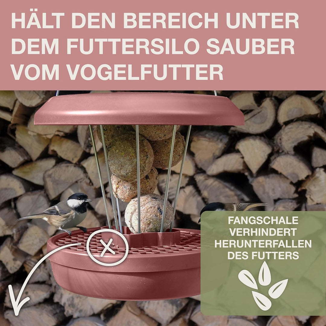 SWISSINNO Vogelfutterhaus zum Aufhängen – Lucerne SMART Birds - Meisenknödelhalter mit Auffangschale