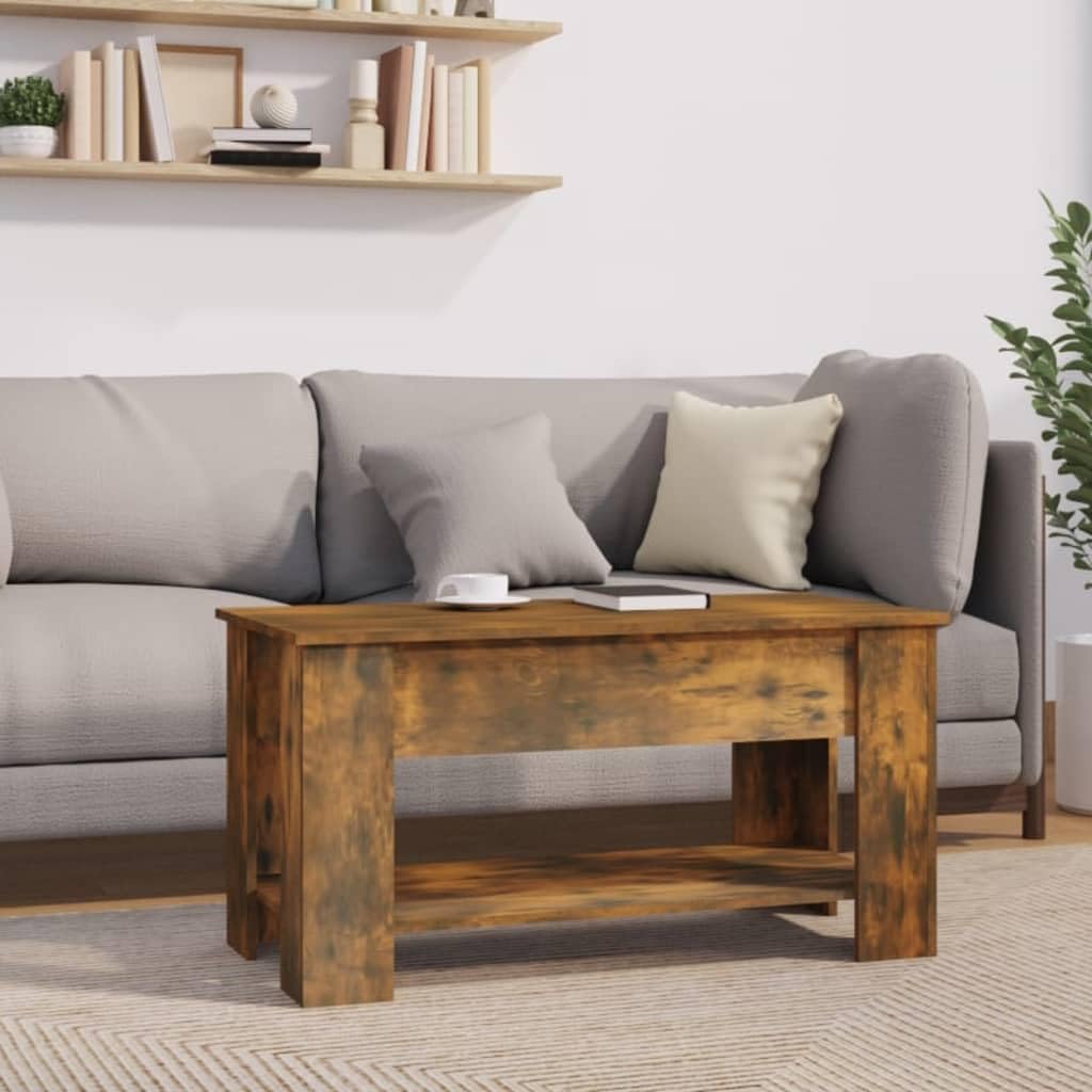 vidaXL Couchtisch Höhenverstellbar Kaffeetisch Wohnzimmertisch Beistelltisch Sofatisch mit Stauraum