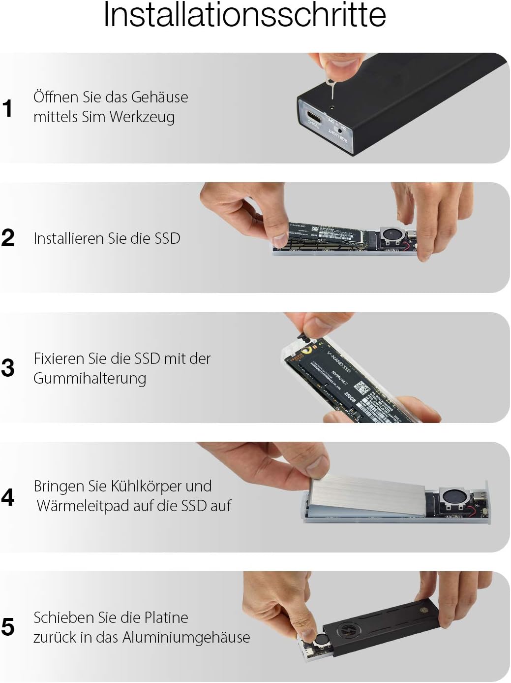 ICY BOX Type-C Gen 2 zu PCIe NVMe M.2 Gaming Gehäuse & SSD M.2 NVMe Gehäuse mit RGB LED Beleuchtung,