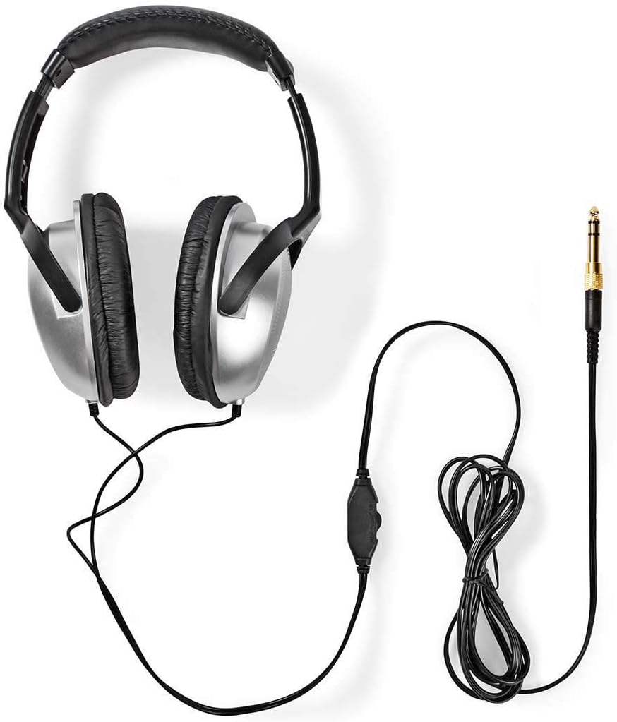 NEDIS Hpwd1200Bk Super-Kopfhörer mit 2 m Kabel, Silber/schwarz