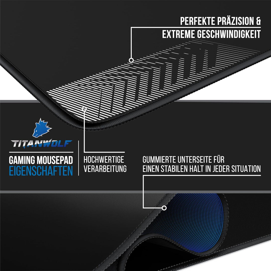 Titanwolf XXXL Übergrösse Mauspad 2000x800mm, Gaming Mousepad Gross,200x80 cm Tischunterlage Large S