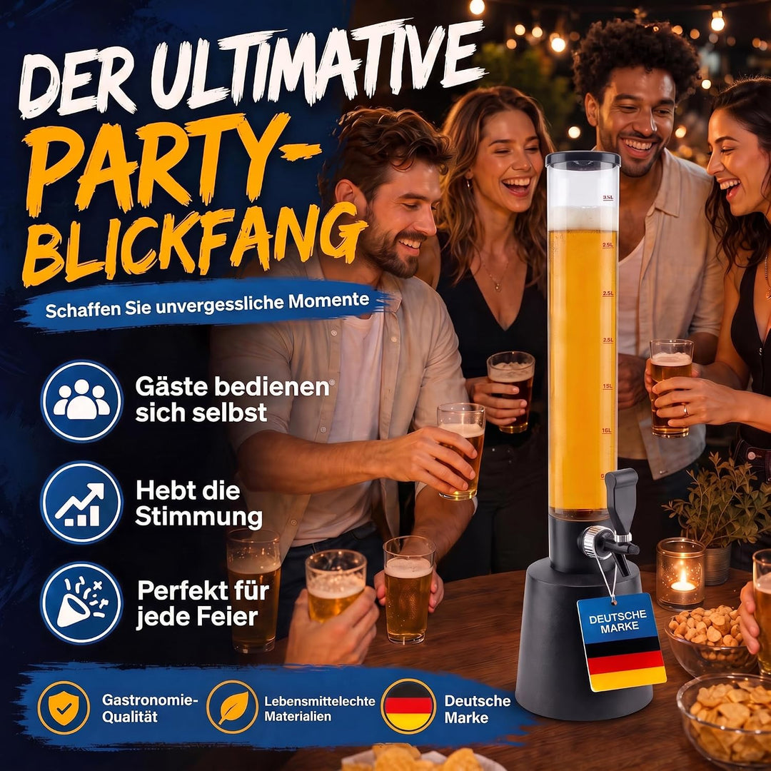 Bierzapfanlage &amp; Biersäule 3,5L – Premium Getränkespender &amp; Bierturm für Partys – Getränkesäule, Zap
