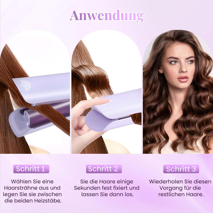 32mm Welleneisen Lockenstab für Haare,Lockenstab Grosse Locken mit 9 Temperaturen LED-Anzeige,Beach