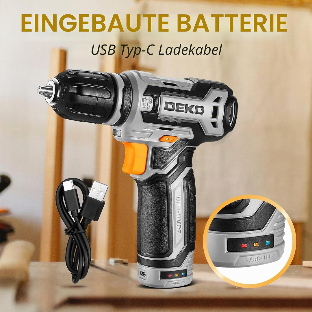 Akkuschrauber Klein Akkubohrer：DEKOPRO 12V Power Akku-Bohrer-Set mit kleinen Elektrobohrern und 3/8-