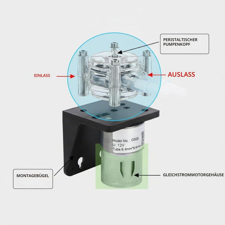 Peristaltikpumpe mit grossem Durchfluss Korrosionsbeständige Dosierpumpe 500 ml/min(12V)
