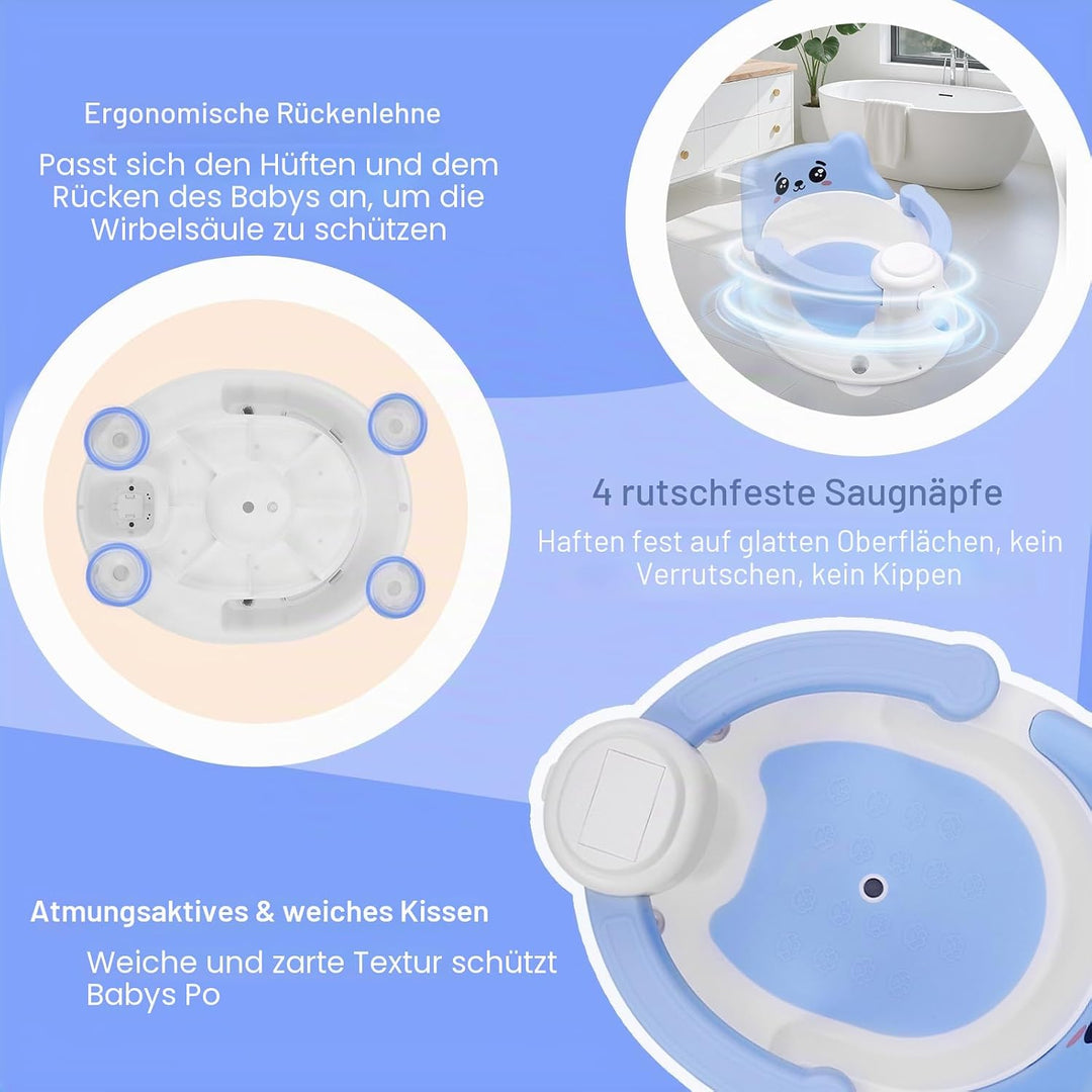 Badewannensitz Baby ab 6 Monate, Baby Badesitz mit 4 Saugnäpfen,Bath Seat für Dusche Oder Badewanne,