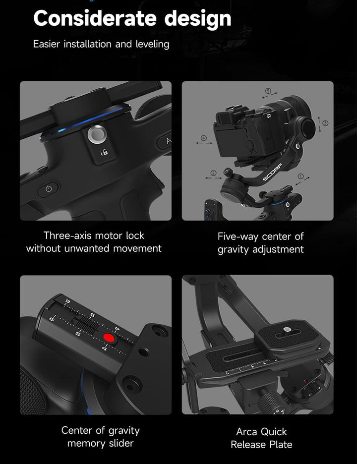 FeiyuTech SCORP-C Stabilisator Gimbal 3-Achsen für DSLR und Spiegellose Kameras,DSLR Gimbal kompatib