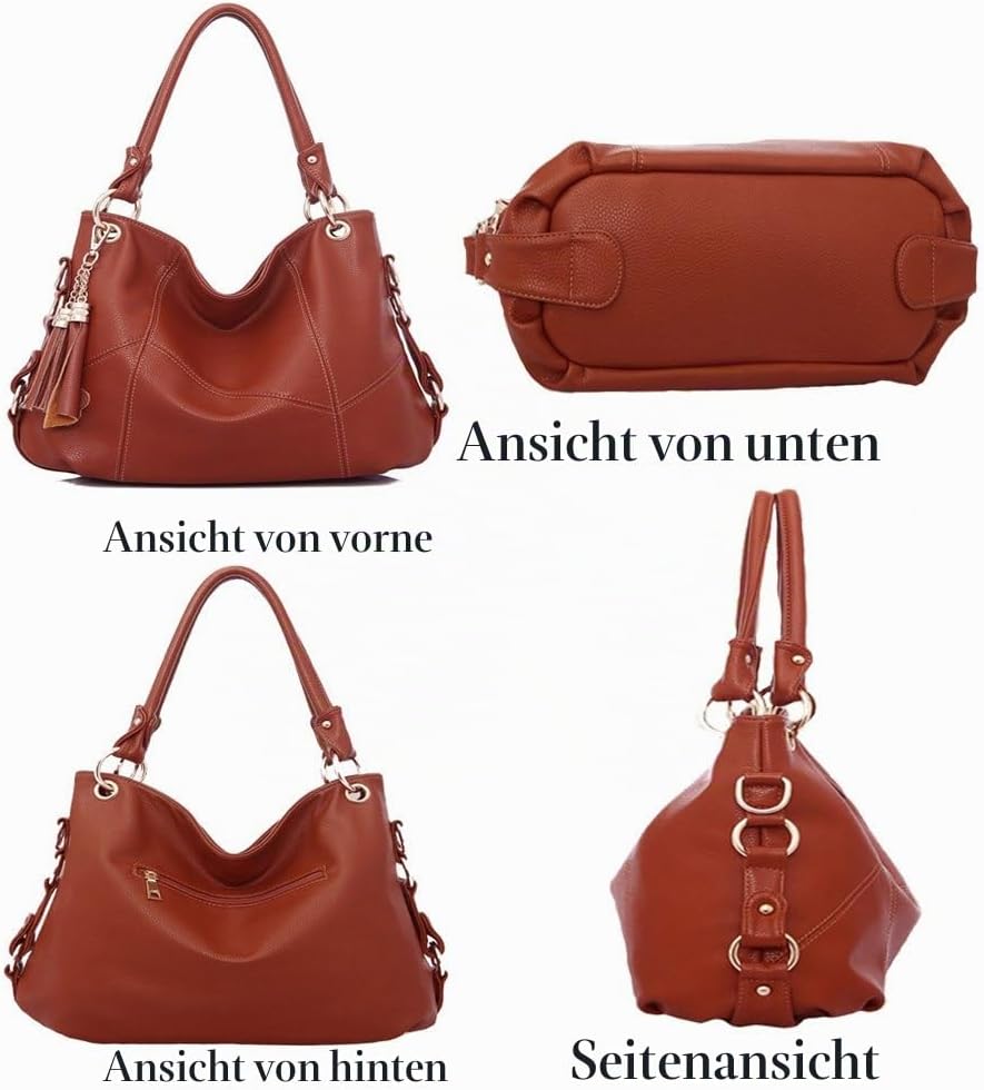 FiveloveTwo Dame Top-Handgriff Tasche Schultertasche Satchel Handtaschen Tote Taschen Geldbörse Schw